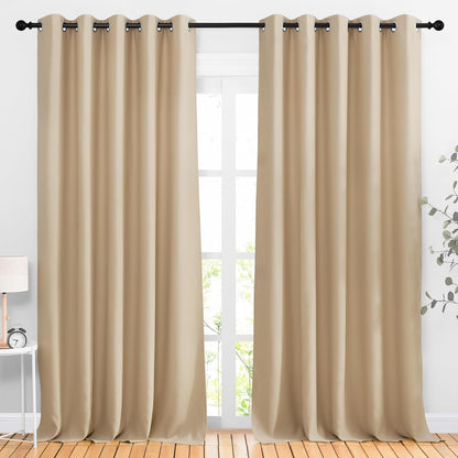 NICETOWN Blackout Curtains - Noise Reducing Thermal Insulated Drapes | 66 x 92 Inch, Biscotti Beige, 2 Panels