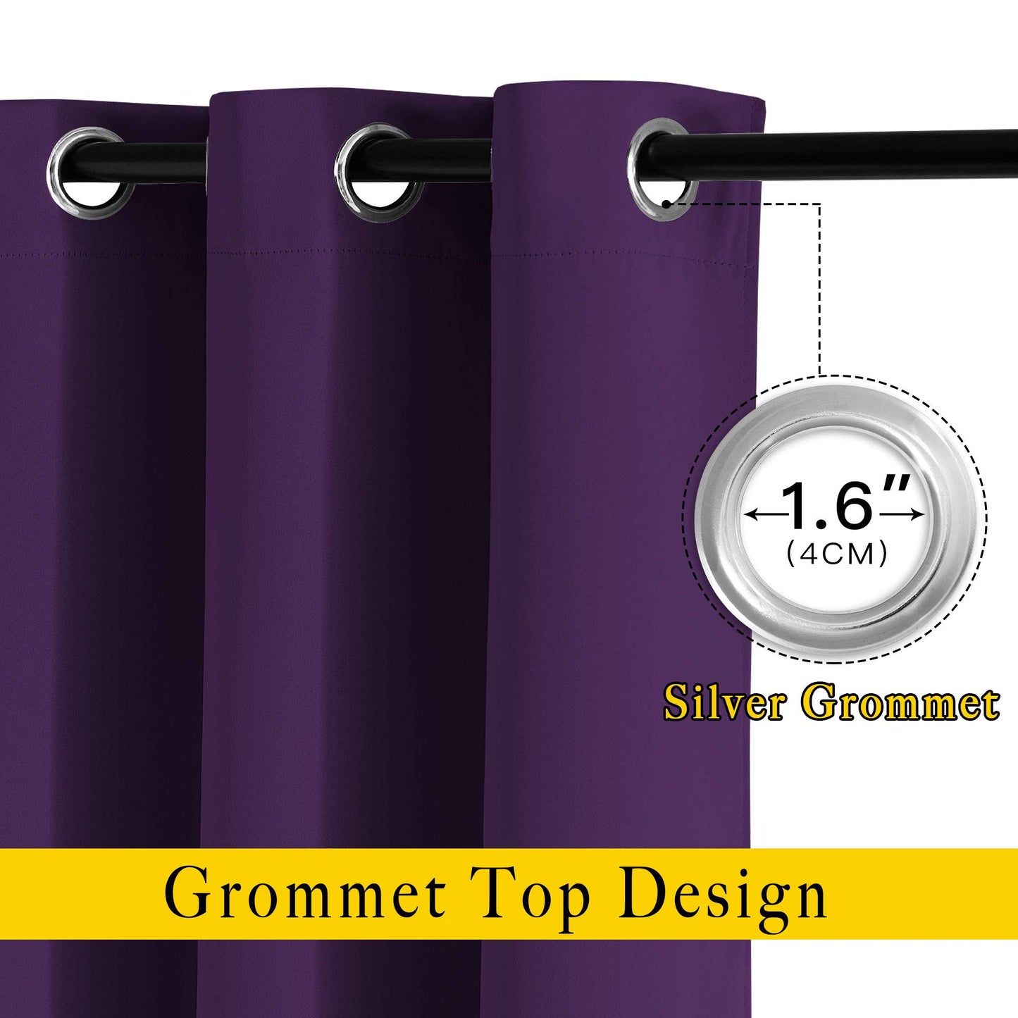 NICETOWN Blackout Curtains for Living Room - Functional Blackout Drapes/Panels for Bedroom, Thermal Insulated, Privacy Assured (Set of 2, 52 x 54 inches in Royal Purple)