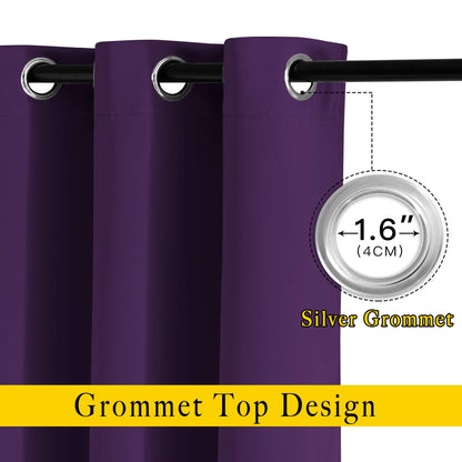 NICETOWN Blackout Curtains for Living Room - Functional Blackout Drapes/Panels for Bedroom, Thermal Insulated, Privacy Assured (Set of 2, 52 x 54 inches in Royal Purple)