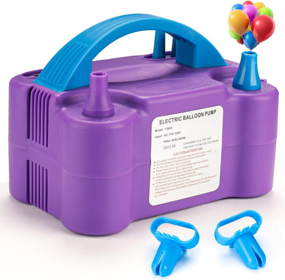 Voircoloria Electric Balloon Pump - Portable Dual Nozzle Inflator with Tying Tools for Parties | 110V 600W
