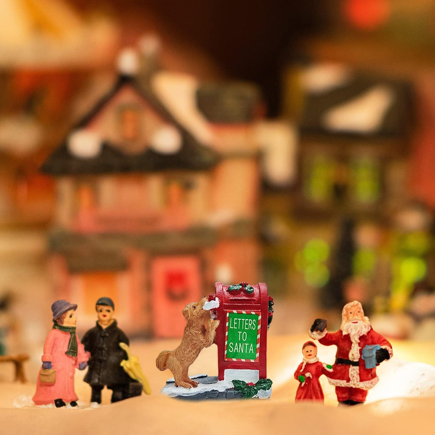 Skiennix Christmas Village Accessories - Cute Puppy Letter to Santa Mailbox Set | Resin Statues for Holiday Decor