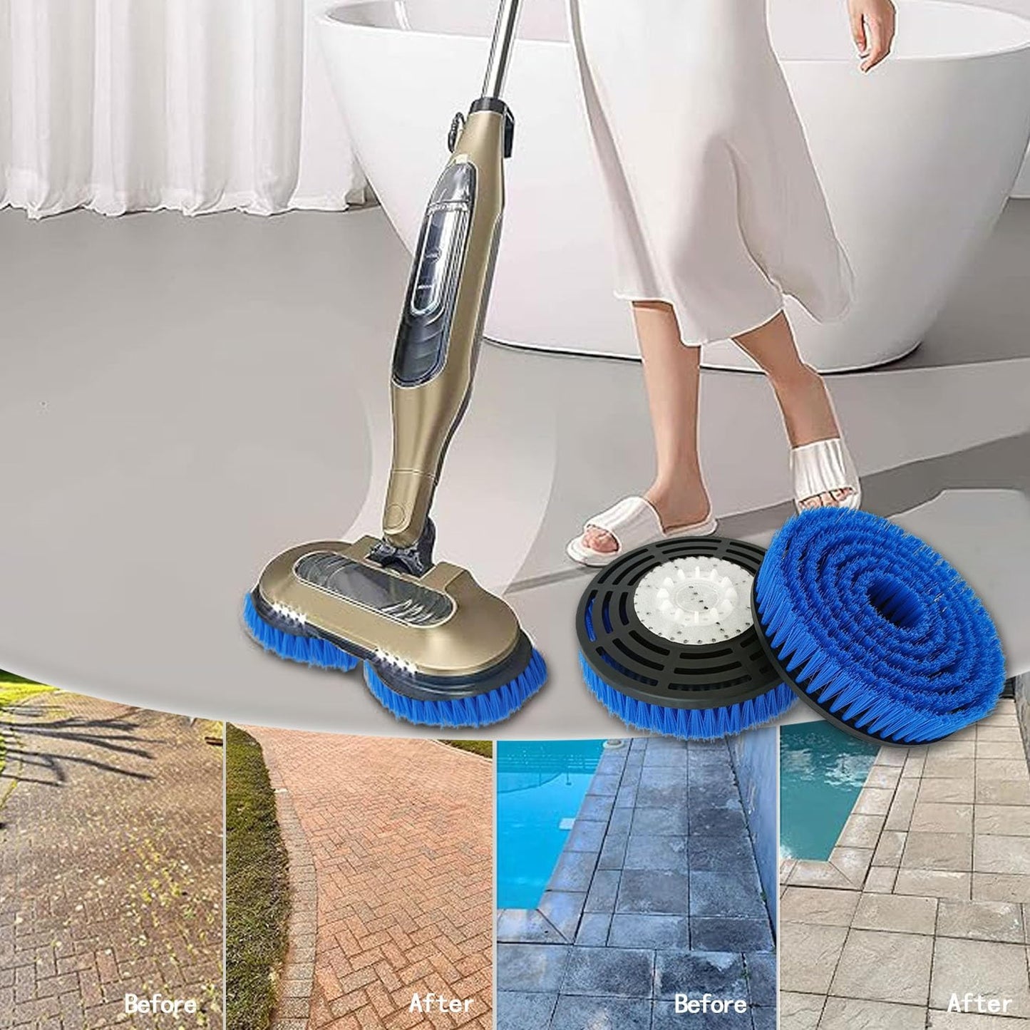 Shark S7001 Mop Pad Replacement Brush Heads - Professional Cleaning & Polishing for Tile Floors | Blue