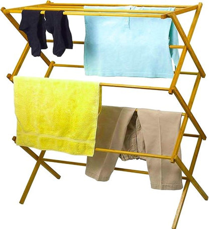 HOME IT Wooden Clothes Drying Rack - Collapsible Bamboo Laundry Rack for Efficient Drying - Heavy Duty & Pre-Assembled