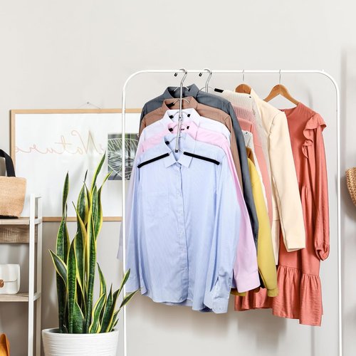 DOIOWN Space Saving Coat Hangers - Non-Slip Foam Padded Black Metal, 6-Tier Design for Men & Women | 2 Pack Closet Organizers