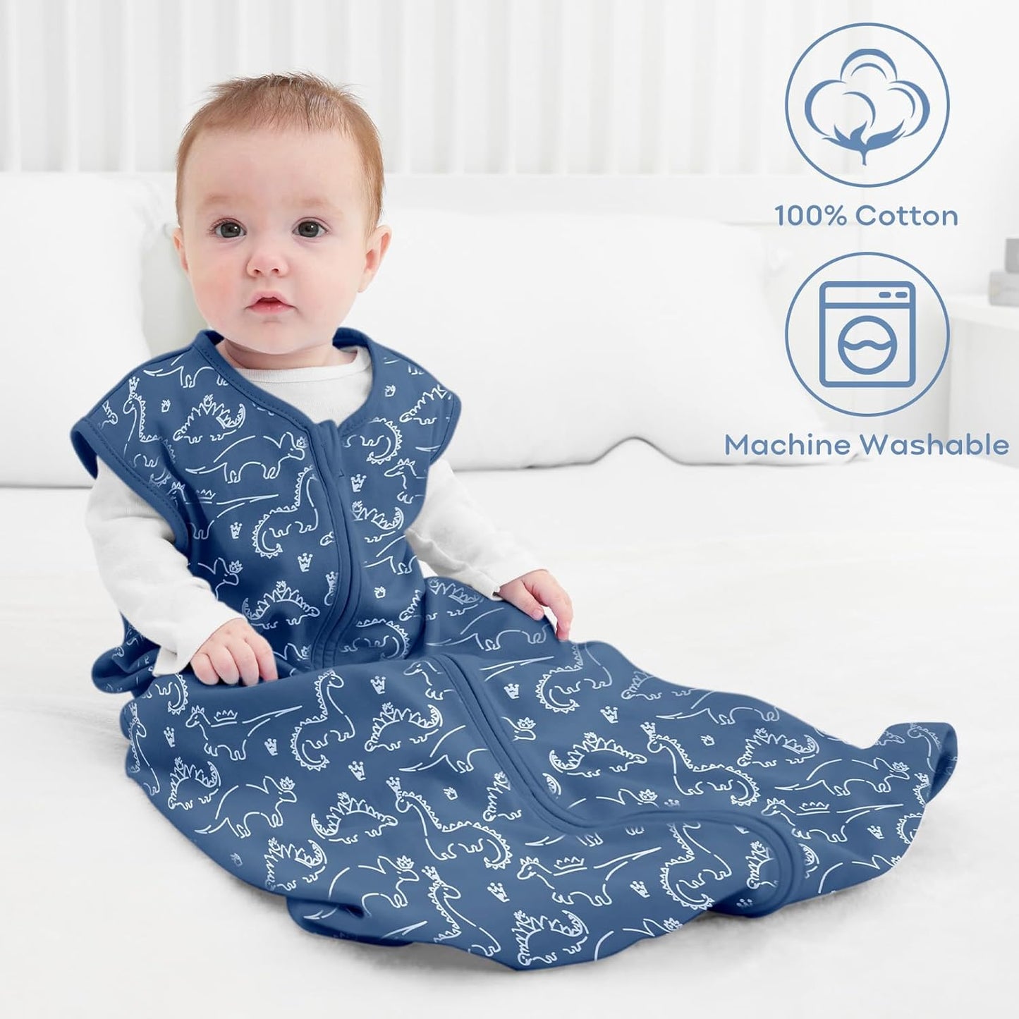 Yoofoss Baby Sleep Sack | 100% Organic Cotton Wearable Blanket for 18-24 Months | 3-Pack, Soft & Lightweight