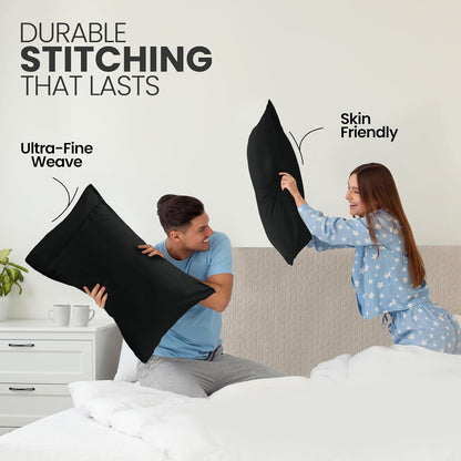 Utopia Bedding King Pillow Cases | Soft Brushed Microfiber - 2 Pack, Fade Resistant, 20 x 40 Inches - Black