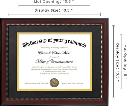 Upsimples 8x10 Picture Frame Bundle - 5 Black Frames with 11x14 Mahogany Diploma Frame