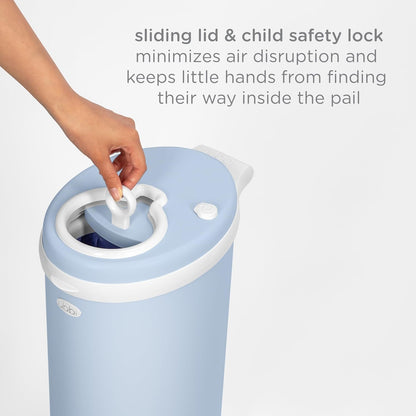 Ubbi Steel Diaper Pail - Odor Locking Design | No Special Bags Needed | Award-Winning | Cloudy Blue