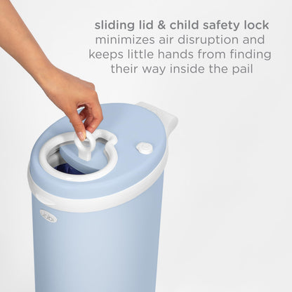 Ubbi Steel Diaper Pail, Odor Locking, No Special Bag Required, Award-Winning, Registry Must-Have, Cloudy Blue