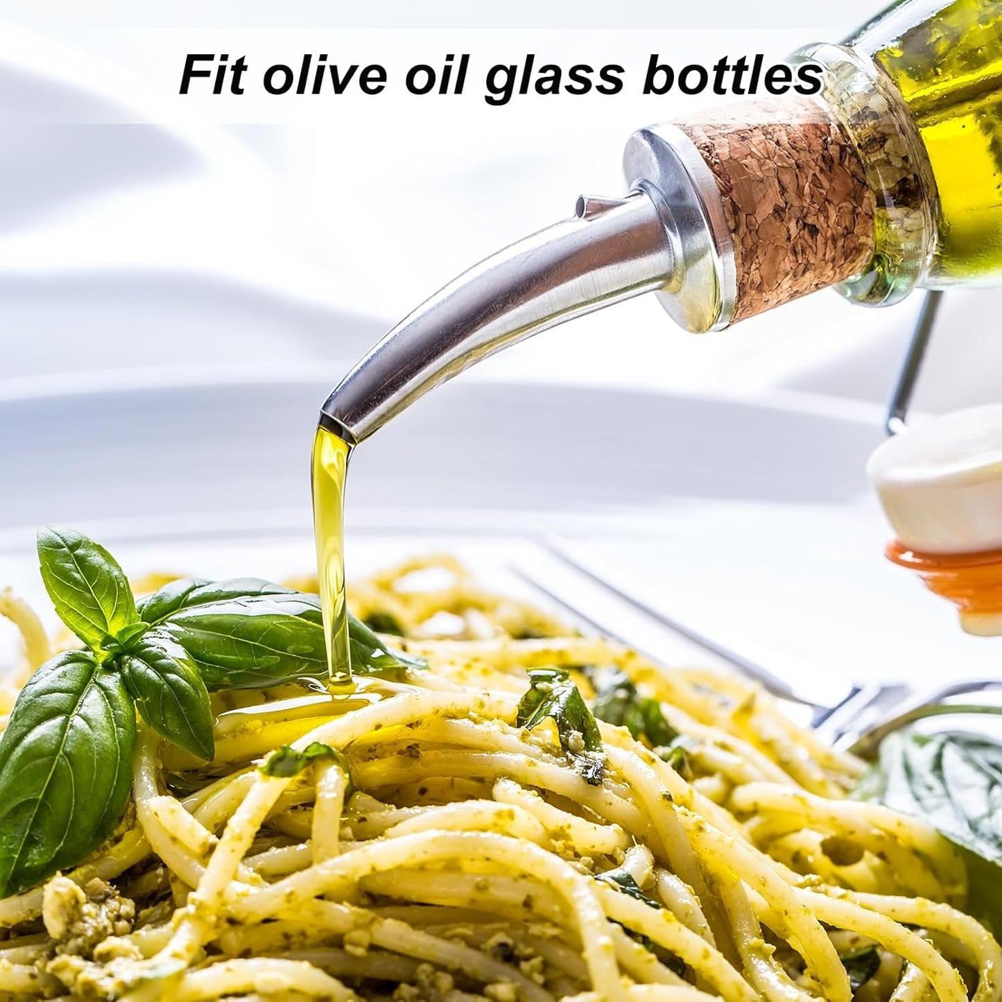 uxcell Stainless Steel Bottle Pourers, 2Pcs Auto Flip Olive Oil Spout, Cork Design Wine Bottle Stoppers, for Pours Liquid, Olive Oil, Wine, Vinegar, Most Liquor Bottles