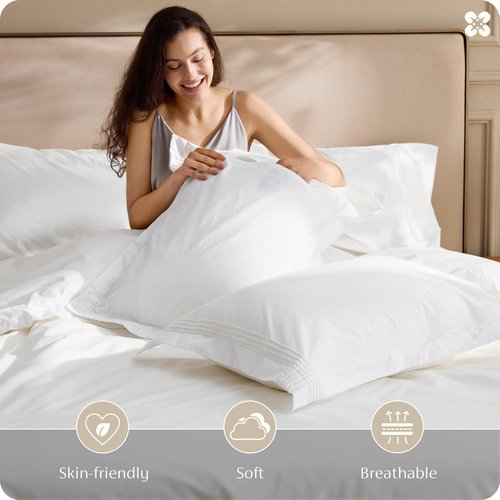 Bedsure 100% Cotton Percale Duvet Cover Queen, Luxury Hotel Duvet Cover, Rope Weave White Comforter Cover, PureWoven Breathable & Lightweight Bedding Set for All Season, 3 Pieces, 90"x90"