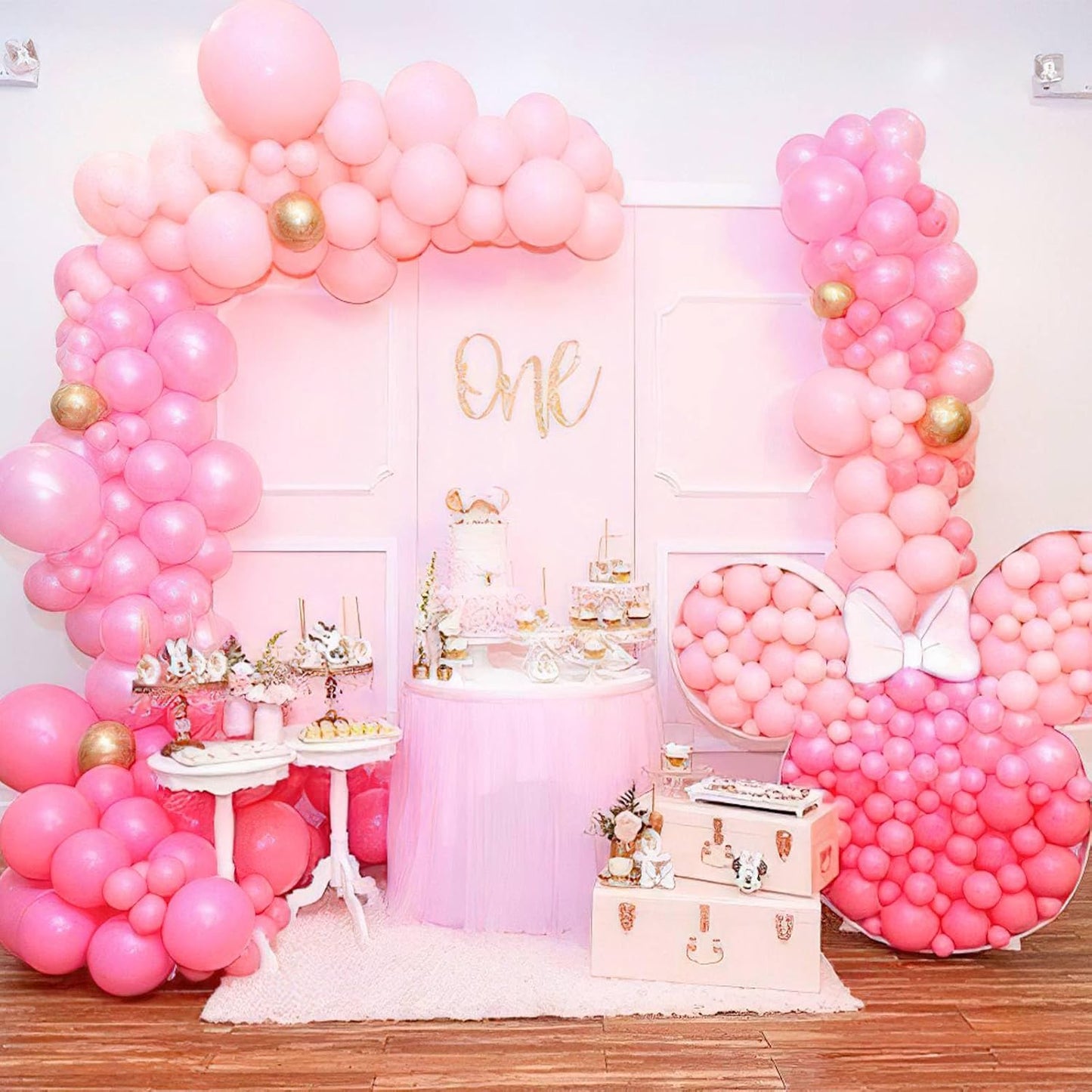 PartyWoo Light Pink Balloon Arch Kit - 140pcs in Various Sizes for Baby Showers & Birthdays | Pastel Pink Decor