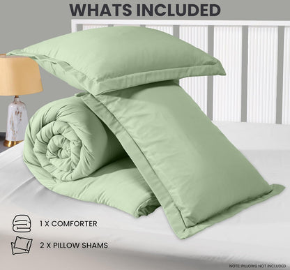 Utopia Bedding Queen Comforter Set - 3 Piece Sage Green Down Alternative Bedding | Soft 88"x88" Comforter & 20"x26" Shams
