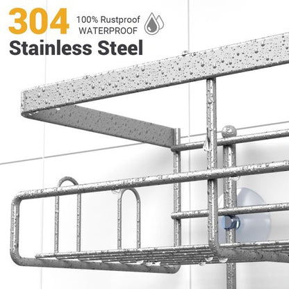 AKTECKE Shower Caddy - Rustproof Hanging Bathroom Organizer | No-Drill Shelf for Shampoo & Soap - Chrome Finish