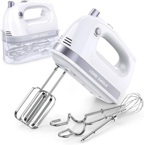 Lord Eagle Electric Hand Mixer - 400W 5-Speed Lightweight Kitchen Mixer with 5 Attachments & Storage Case