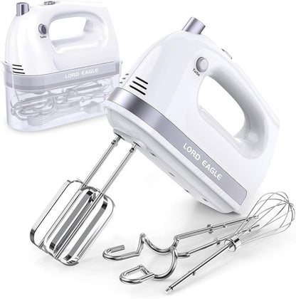 Lord Eagle Electric Hand Mixer - 400W 5-Speed Lightweight Kitchen Mixer with 5 Attachments & Storage Case