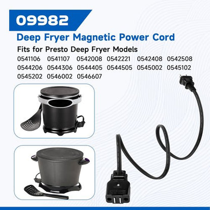 09982 Deep Fryer Magnetic Power Cord Replacement Parts for Presto FryDaddy GranPappy Electric Deep Fryers