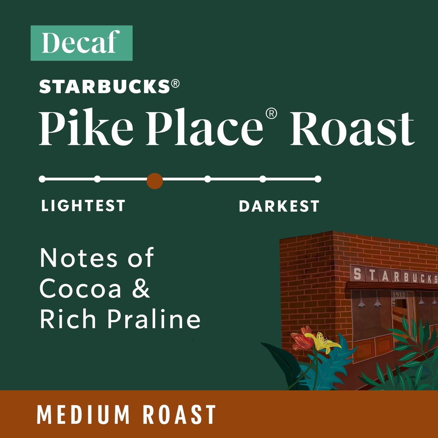 Starbucks Ground Coffee, Medium Roast Hot or Iced Coffee, Decaf Pike Place Roast, Six 12 oz Bags