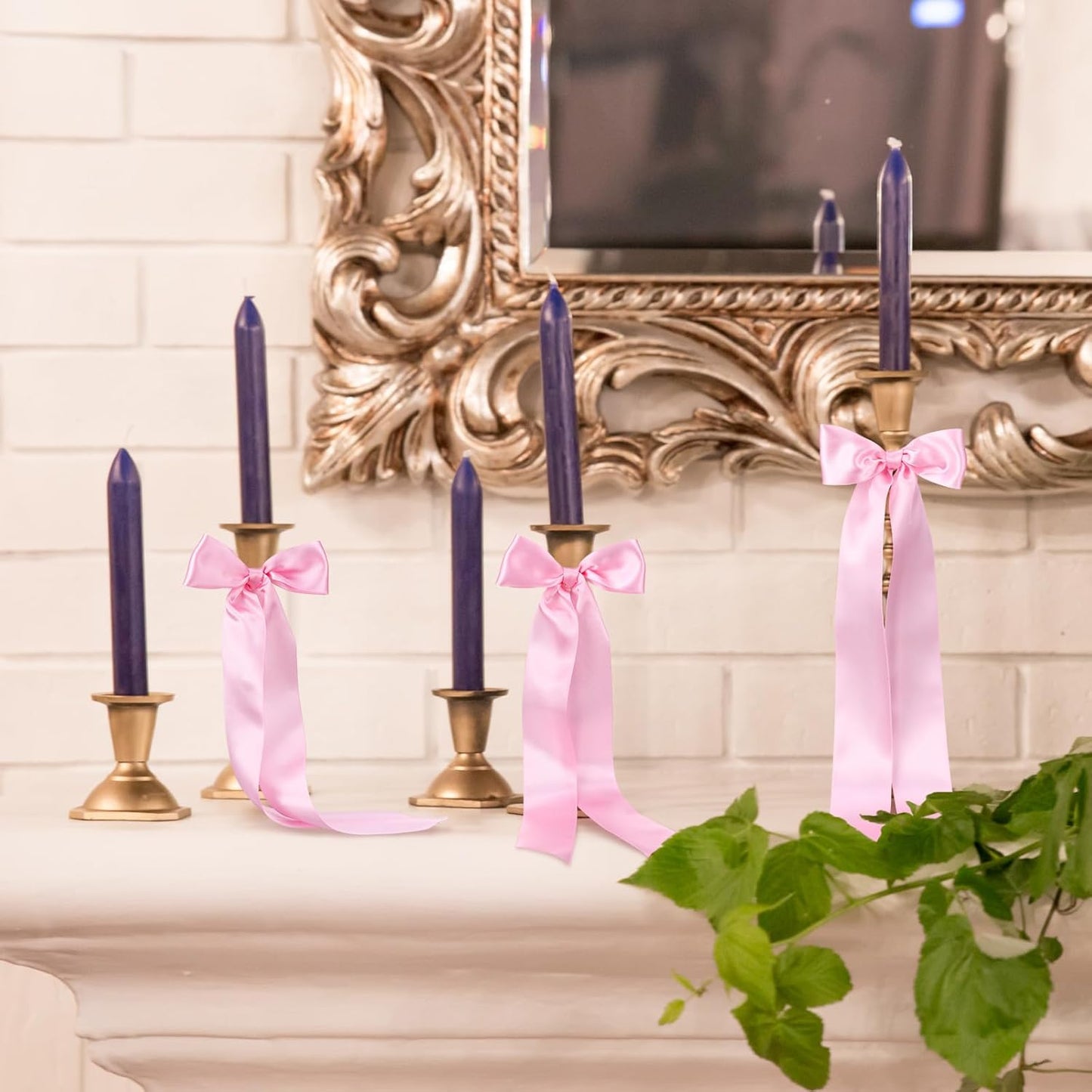 Teenyyou Pink Candlestick Bows - 12 Pcs Self-Adhesive 13 Inch Large Decor for Weddings & Parties