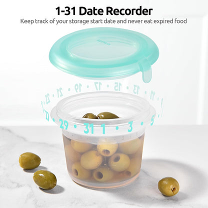 U-Taste Silicone Food Container Set - 4oz x 2, Airtight & Stackable, Freezer/Microwave Safe, Aqua Sky