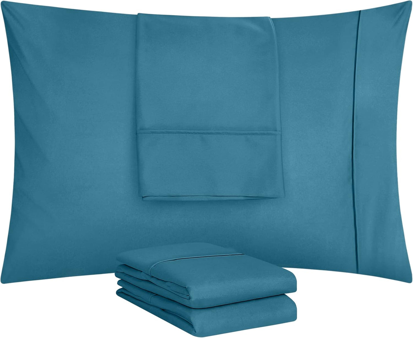 Utopia Bedding Queen Pillow Cases - Soft Brushed Microfiber - 4 Pack, Denim Blue, 20 x 30 Inches