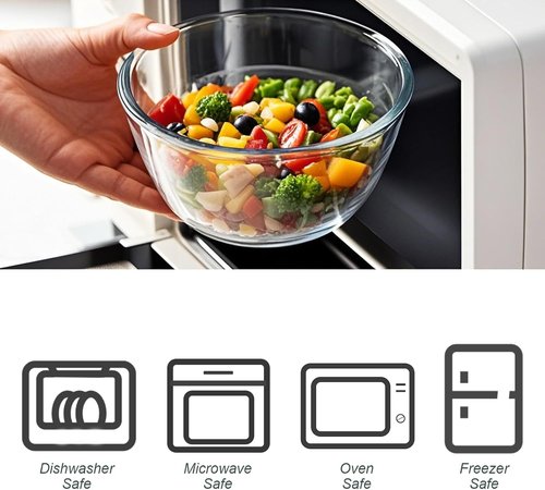 M MCIRCO Glass Mixing Bowls - 4-Pack Nesting Bowls Set for Meal Prep & Food Storage | BPA-Free, 0.8-4.8 Qt