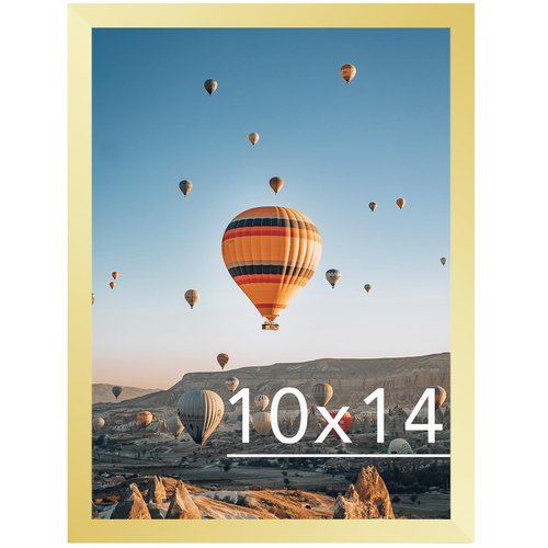JCJMY 10x14 inch Picture Frame, Horizontal and Vertical Formats for Wall Hanging, 10 x 14 Wall Gallery Poster Photo Frame with Shatter Resistant Plexiglass, Gold