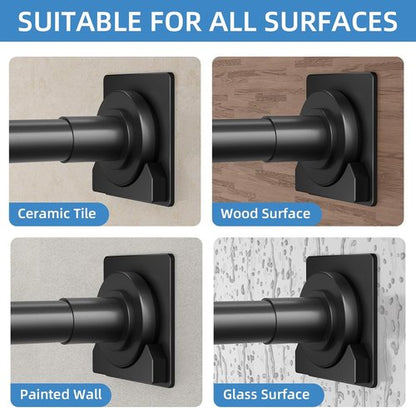 CorkLatta Adjustable Matte Black Shower Curtain Rod - 1 Inch Stainless Steel, 32 to 80 Inch, No Drilling