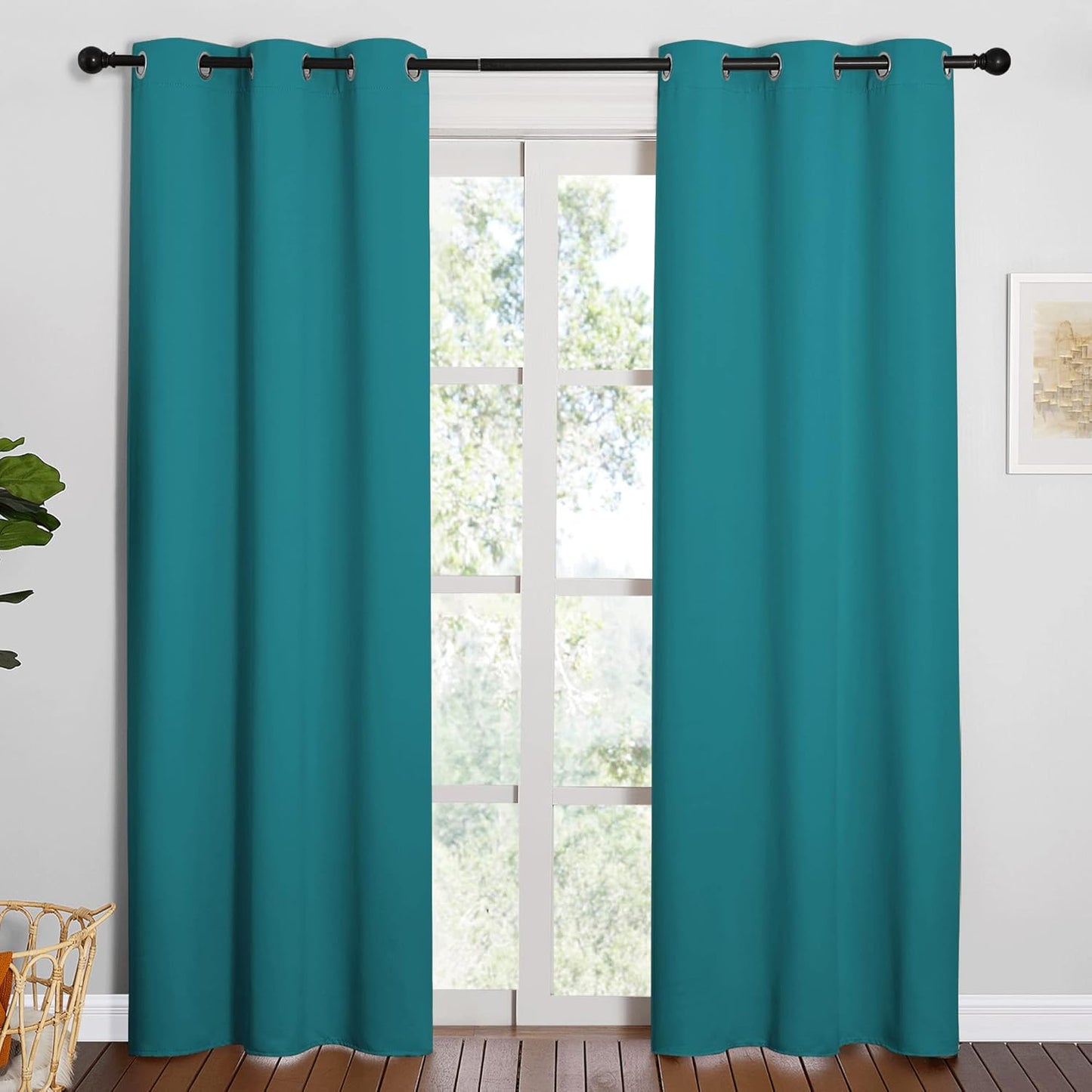 NICETOWN Blackout Curtains - Thermal Insulated Room Darkening Panels | 84 Inch Length, Peacock Teal (2 Pieces)