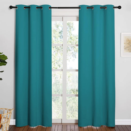 NICETOWN Blackout Curtains - Thermal Insulated Room Darkening Panels | 84 Inch Length, Peacock Teal (2 Pieces)