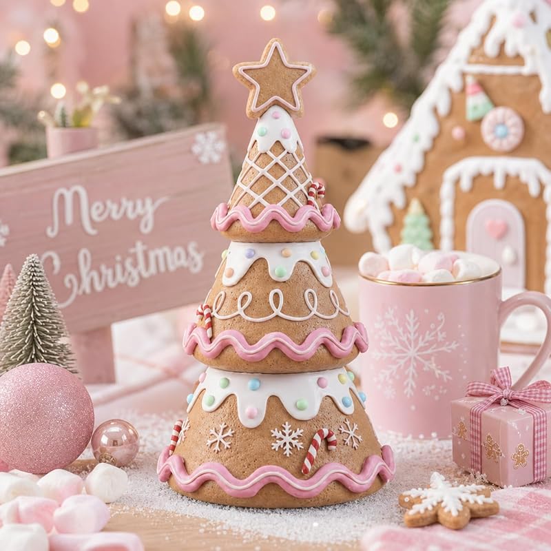 Gingerbread Christmas Tree Figurines – Resin 6 Inch Holiday Home Decor