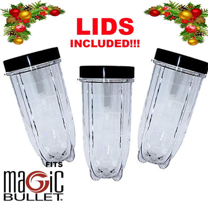 Skiennix 16oz Blender Cups - 6 Piece Set with Lids for Magic Bullet | Replacement Cups Included