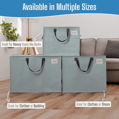 VENO Heavy Duty Moving Bags - 22 Gallon Storage Totes for Camping, Clothes & Bedding | 4 Pack Light Blue