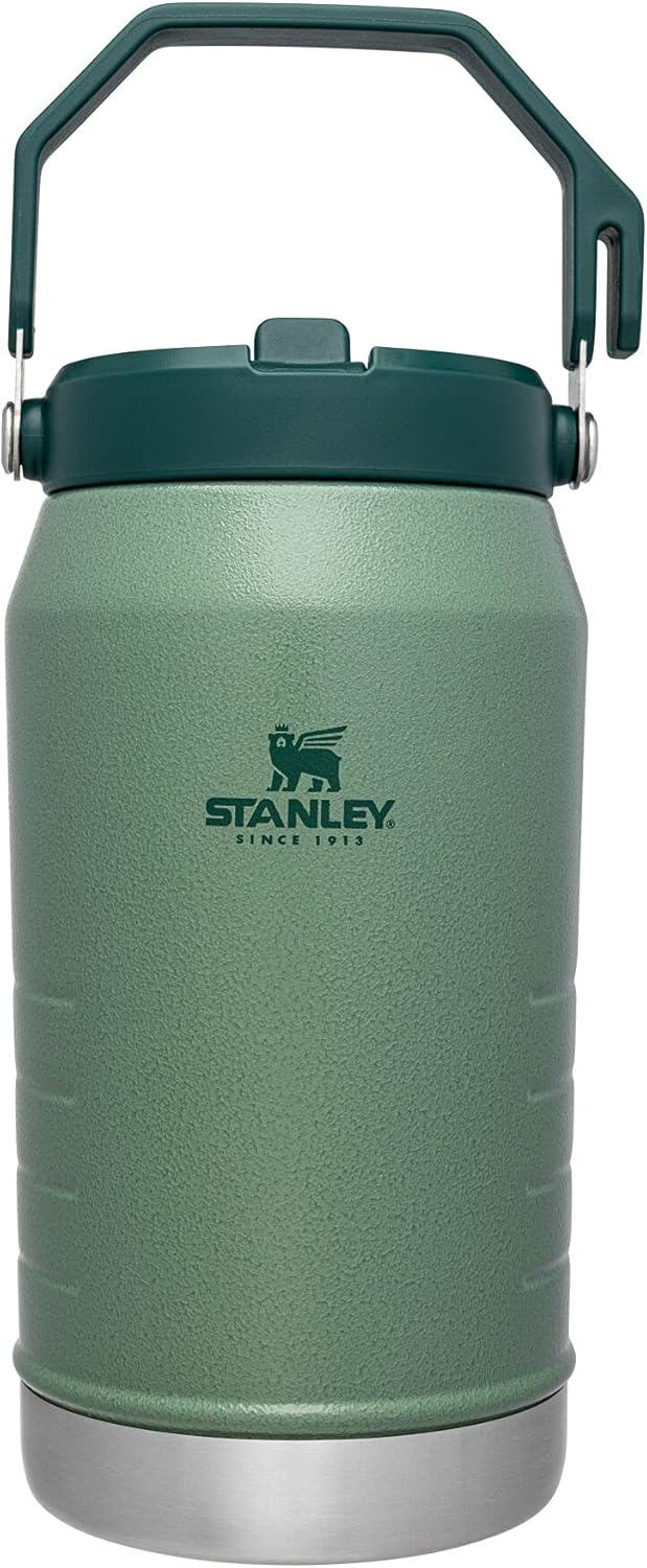 Stanley IceFlow Stainless Steel Water Jug - Vacuum Insulated 64 OZ Tumbler with Straw | Hammertone Green