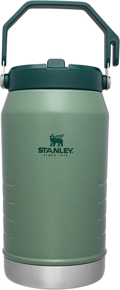 Stanley IceFlow Stainless Steel Water Jug - Vacuum Insulated 64 OZ Tumbler with Straw | Hammertone Green