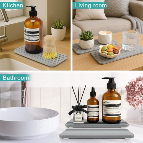 Diatomaceous Earth Dish Drying Mat - Quick Drying Absorbent Stone for Kitchen & Bathroom | Versatile Sink Tray