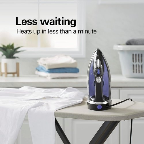 Hamilton Beach Steam Iron - Powerful 1200W Garment Steamer with Stainless Steel Soleplate | Black, Pack of 2