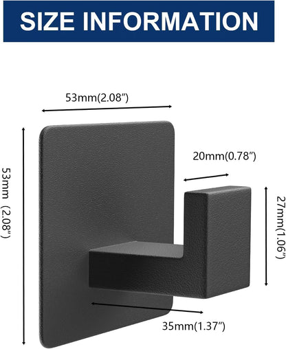 VAEHOLD Heavy-Duty Adhesive Towel Hooks - 4 Pack Aluminum Wall Hooks for Kitchen & Bathroom (Black)