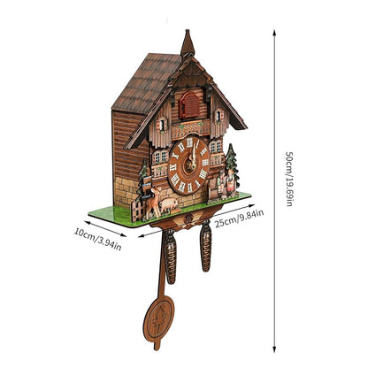 Wall Mounted Cuckoo Clock with Pendulum, Battery-Operated, Adjustable Volume
