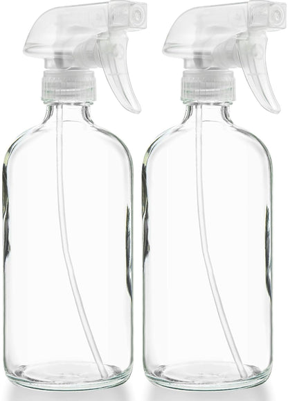 Sally's Organics® Clear Glass Spray Bottles - Refillable 16 oz for Essential Oils & Cleaning - 2 Pack