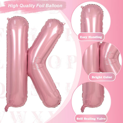 Skiennix 40" Pastel Pink Letter K Balloon - Large Foil Helium Balloon for Birthday & Graduation Decor
