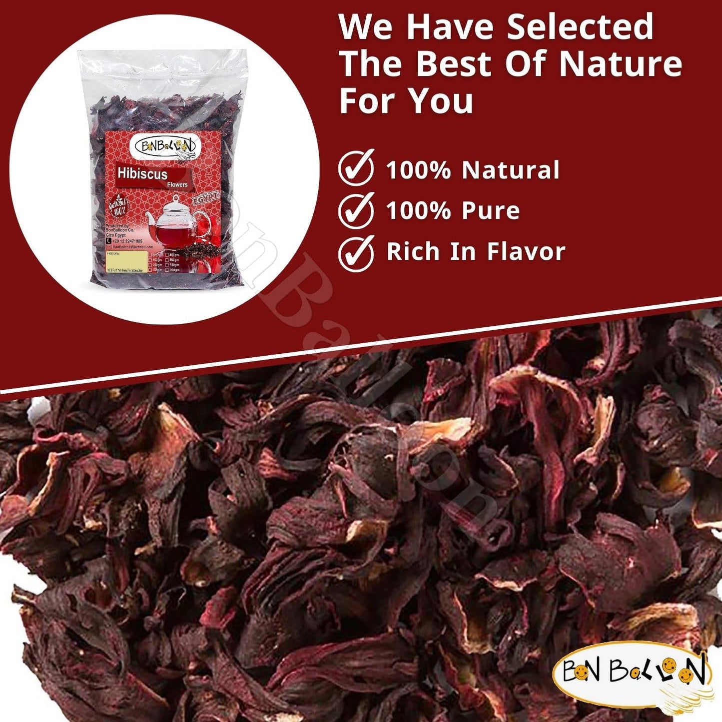 Dried Roselle Hibiscus Egyptian Aswani Herbal Tea Loose Organic Karkade Flowers Healthy Tea Tea - Vitamins Rich Caffeine-Free - Hot and Iced Tea ÙƒرÙƒدÙŠÙ‡ (17.64 oz / 500 gm )