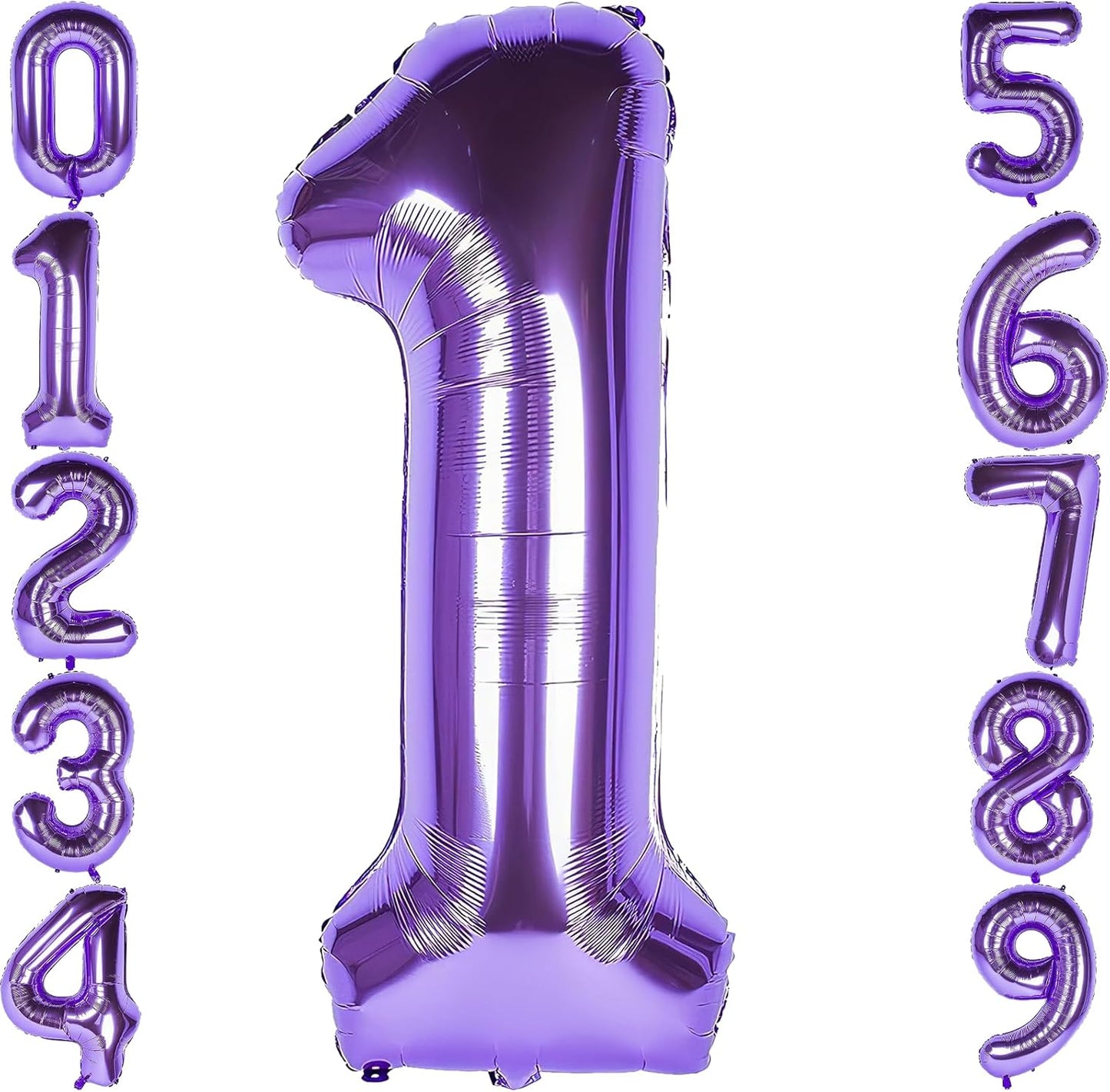 Skiennix 40-Inch Purple Number 1 Balloon - Big Foil Mylar Decoration for 1st Birthday Parties & Events