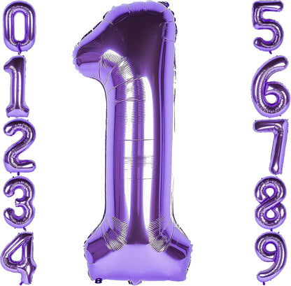 Skiennix 40-Inch Purple Number 1 Balloon - Big Foil Mylar Decoration for 1st Birthday Parties & Events