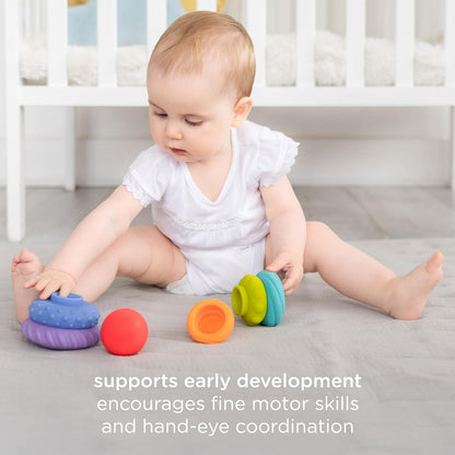 Ubbi Baby Teether Totter - Multi-Textured Food-Grade Silicone Teething Toy | 6-Piece Set for Early Development
