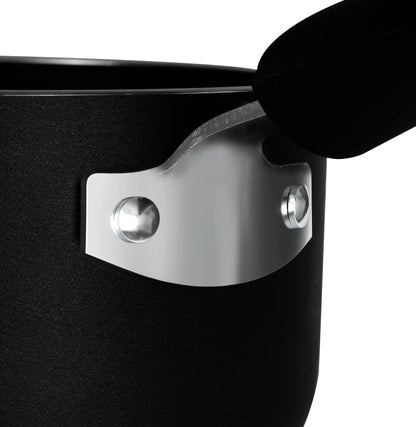 Utopia Kitchen Nonstick Stock Pot Saucepan Set with Lids, 1 Quart and 2 Quarts Multipurpose Stock Pots Set for Home, Kitchen or Restaurant, Black