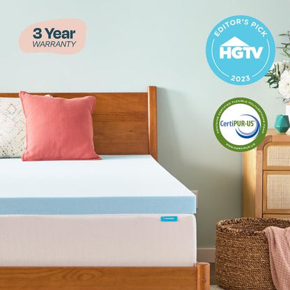 Linenspa Memory Foam Mattress Topper, Twin Size - 3 Inch Gel Infused Memory Foam - Plush Feel - Cooling and Pressure Relieving - CertiPUR Certified