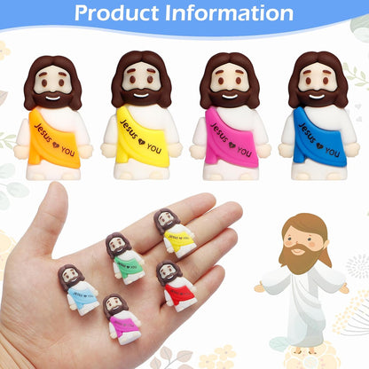 Skiennix 120PCS Mini Jesus Figurines - Colorful Tiny Religious Gifts for Easter Egg Stuffers