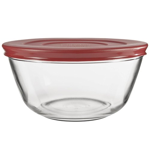 Anchor Hocking 91858 Glass Mixing Bowls with Lids, Cherry, 4 Quart (Set of 2) -