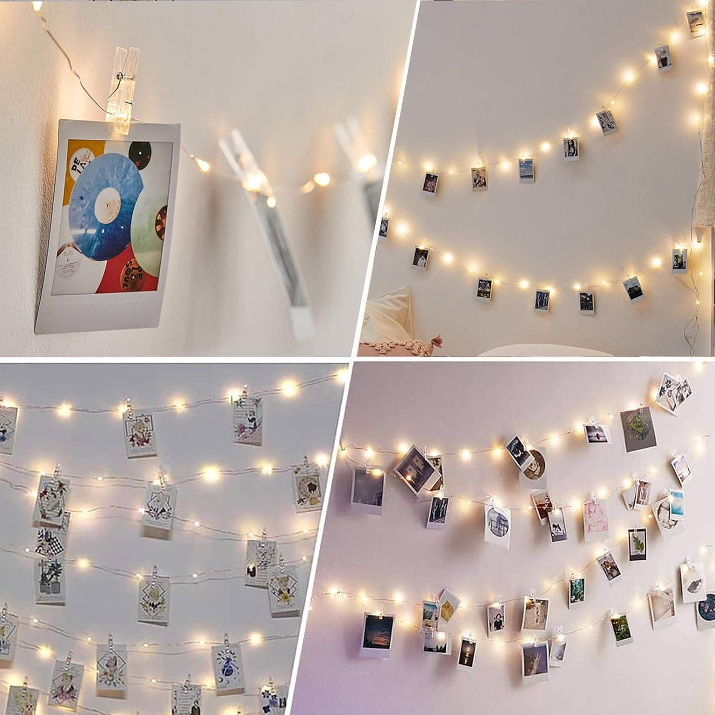 Photo Clip String Lights - 32.8Ft 100 LED Fairy Lights with 50 Clear Clips for Dorm & Wedding Décor